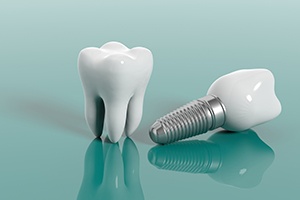Model natural tooth and dental implant supported dental crown