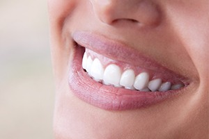 Closeup of smile after tooth colored filling restoration