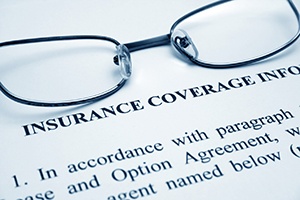 Close-up of document with insurance coverage information