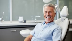 Happy older man in dental treatment chair